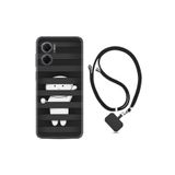 Kılıfland Xiaomi Redmi Note 11e ile Uyumlu Kılıf, İpli Boyun Askılı, Desenli Silikon, Siyah