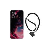 kilifland Xiaomi Redmi Note 11e ile Uyumlu Kılıf Ipli Boyun Askılı Desenli Silikon Wolf And Moon 1380