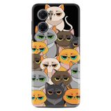 Kılıfland Xiaomi Redmi Note 11e ile Uyumlu Kılıf, Resimli Desenli, Silikon, Platinium Series, Kediler, Çok Renkli