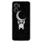 Kılıfland Xiaomi Redmi Note 11e ile Uyumlu Kılıf, Resimli Desenli Silikon, Platinium Series, Panda Moon, Siyah