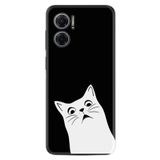 Kılıfland Xiaomi Redmi Note 11e ile Uyumlu Kılıf, Resimli Desenli, Silikon, Platinium Series, Şaşkın Kedi, Siyah