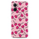 Kılıfland Xiaomi Redmi Note 11e ile Uyumlu Kılıf, Silikon, Kalp Lollipop Desenli, Pembe