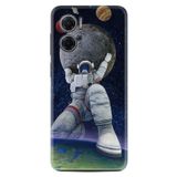 Kılıfland Xiaomi Redmi Note 11e ile Uyumlu Silikon Kılıf, Astronot ve Dünya Deseni, Renkli