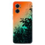 Kılıfland Xiaomi Redmi Note 11e ile Uyumlu Silikon Kılıf, Çiçek Deseni, Turuncu-Yeşil Gradient