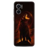 Kılıfland Xiaomi Redmi Note 11e ile Uyumlu Silikon Kılıf, Desen Özel Seri Fire Wolf, Siyah