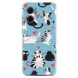 Kılıfland Xiaomi Redmi Note 11e ile Uyumlu Silikon Kılıf, Kedicikler Desen, Mavi