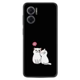 Kılıfland Xiaomi Redmi Note 11e ile Uyumlu Silikon Kılıf, Love Cats Desen, Siyah