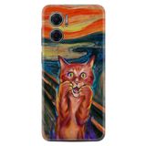 Kılıfland Xiaomi Redmi Note 11e ile Uyumlu Silikon Kılıf, Sanat Tasarımı, Kedi Baskılı, Renkli