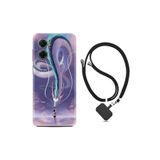 Kılıfland Xiaomi Redmi Note 11e Kılıf, İpli Boyun Askılı, Desenli Silikon, Kız ve Ejderha, Renkli