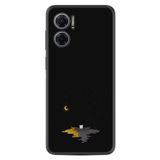Kılıfland Xiaomi Redmi Note 11e Kılıf, Silikon, Ay ve Kedi Desen, Siyah