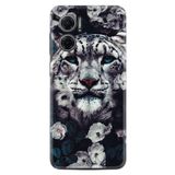 Kılıfland Xiaomi Redmi Note 11e Kılıf, Silikon, Resimli Desenli Baskılı, Flowers Snow Leopard, Çok Renkli