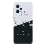 Kılıfland Xiaomi Redmi Note 12 5G ile Uyumlu Kılıf, Resimli Desenli Baskılı Silikon, Life and Death, Siyah-Beyaz