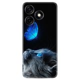 Kılıfland Xiaomi Redmi Note 12 Pro 5G ile Uyumlu Kılıf, Silikon, Platinium Series, Kedi Kelebek Desenli, Siyah
