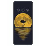 Kılıfland Xiaomi Redmi Note 12 Pro 5G ile Uyumlu Silikon Kılıf, Ay ve Flamingo Desen, Siyah ve Sarı