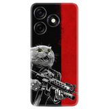 Kılıfland Xiaomi Redmi Note 12 Pro 5G ile Uyumlu Silikon Kılıf, Çılgın Kedi Tasarımı, Siyah-Kırmızı