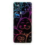 Kılıfland Xiaomi Redmi Note 12 Pro 5G ile Uyumlu Silikon Kılıf, Neon Cats Desen, Siyah