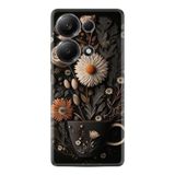 Kılıfland Xiaomi Redmi Note 13 Pro 5G Kılıf, Boutique Baskılı, Kahve Çiçek Desen, Siyah