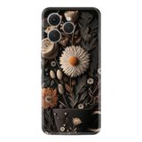 Kılıfland Xiaomi Redmi Note 14 Pro Plus Kılıf, Boutique Baskılı, Kahve Çiçek Desen, Siyah