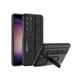 Kilifone - Samsung Uyumlu Galaxy S23 - Kılıf Stand Olabilen El Tutacaklı Karbon Fiber Band Kapak - Siyah