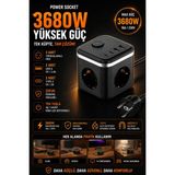 Kılıforyum Ps-7 3'lü Akım Korumalı Priz 3680W 2 USB + 2 Type-C Çıkışlı Topraklamalı Çoklu Priz
