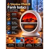 Kılıforyum Şömine Efektli Elektrikli Fanlı Isıtıcı 2000W 2 Kademeli Termostatlı Sessiz Dc Motor AT2H