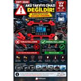 Kılıforyum SWT-1206 12V 12A / 24V 6A Akıllı Dijital Akü Şarj Cihazı 4AH-200AH Lifepo4 Agm Pulse Repair - SWT-3668