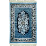 Kilim Co. Klasik Desenli Bambu Salon Antre Yatak Odası Mutfak Halısı - Turkuaz - 40 x 60 cm