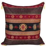 Kilim Desen (70CMX70CM) Şönil Kumaş Püsküllü Kare Ev Bahçe Minder Kılıfı No3