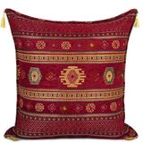 Kilim Desen 70cmx70cm Şönil Kumaş Püsküllü Minder Kılıfı No9