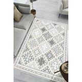 Kilim Desen Baskılı Kaymaz Yıkanabilir Salon Oturma Odası Mutfak Antre Balkon Halısı Yolluk 160 X 230 Cm Gri