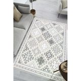 Kilim Desen Baskılı Kaymaz Yıkanabilir Salon Oturma Odası Mutfak Antre Balkon Halısı Yolluk 80 X 300 Cm Gri