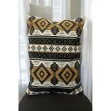 Kilim Desenli Kırlent Yüzü, Bohem Punch Kırlent Kılıfı, Nostaljik Desen Kırlent 45x45cm Sarı