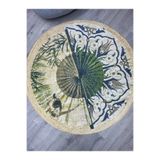 kilim home Boho 901 Doğa Ve Botanik Desenli Etnik Örgü Yuvarlak Natural Renk Çift Taraflı Halı