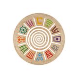 kilim home Boho 954 Multy Soyut Desenli Jüt Rengi Örgü Yuvarlak Natural Çift Taraflı Halı