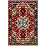 kilim home Mars Serisi Kırmızı Ve Hardal Tonlarında Antika Otantik Eskitme Desen Kaymaz Taban Şönil Halı