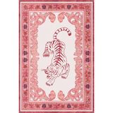 Kilim Home Modern Ev Dekorasyonu Için Kaplan Figürlü Kiremit Tonlarında Pamuk Taban Halı MARS532 - Mor - 50 x 80 cm