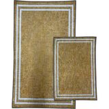 Kilim Home Punto Jüt Görünümlü Beyaz Çizgi Dijital Baskı Yıkanan Kaymaz Ikili Banyo Paspas Takımı 40X60 60X100 - Renkli