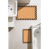 Kilim Home Punto Jüt Görünümlü Siyah Dama Desenli Dijital Baskılı Kaymaz Ikili Banyo Paspas Takımı 40X60 60X100 - Renkli