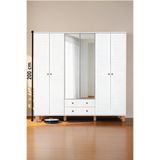 Kilim Mobilya Country Life Plus Aynalı Altı Kapaklı Dolap (MDF kapak, yüksek ayak, iki çekmece, 200cm yükseklik)