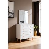 Kilim Mobilya Country Life Şifonyer Mdf Kapaklı 5 Çekmeceli Yüksek Ayaklı (Ayna Dahil Değildir) - Beyaz