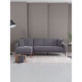 Kilim Mobilya Minimal Uzanmalı Köşe Takımı V2 (İKİLİ SOL ÜNİTE UZANMA SAĞ ÜNİTE) Koyu Gri