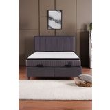 Kilim Mobilya Royal Plus Sandıklı Baza Başlık Paket Yaylı Pedli Yatak Seti Antrasit
