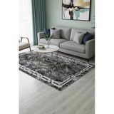 Kilim Savan Çift Taraflı Modern Desenli Yıkanabilir 1. Kalite 2X3 Metre Siyah-Beyaz