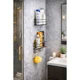 KILINÇ STORE Yapışkanlı Siyah 2Li Banyo Düzenleyici Şampuanlık Sabunluk Oval bayo Duş rafı organizer