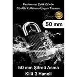 #Kilit 50 Mm Şifreli Asma Kilit 3 Haneli Kombinasyonlu Premium Paslanmaz Çelik Gövde Ekstra Güçlü Güvenlik Kilidi Kapı D