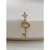 Kilit Anahtar Model Kıkırdak Piercing Tragus Helix Silver Gümüş ve Altın Gold Renk Küpe (Gold)