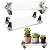 Kilitlenebilir Tekerlekli Akrilik Bitki Tutucu - İç ve Dış Mekan Kullanımı için Şeffaf Çiçek Saksı Kutusu, Çok Yönlü Bitki Standı Dolly 30x20cm, Ev ve Bahçe Dekoru için İdeal
