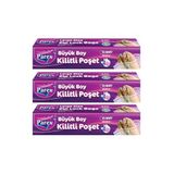 Kilitli Buzdolabı Poşet Büyük Boy 12'li 26 x 28 cm Üçlü Set