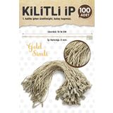 Kilitli İp Renkli Asmalı Etiket Bağlama İpi Lock String Tag Rope 100 Adet Gold Simli-T1073