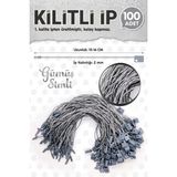 Kilitli İp Renkli Asmalı Etiket Bağlama İpi Lock String Tag Rope 100 Adet Gümüş Simli-T1074